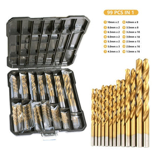 99 - in - 1 Titanium Drill Bit Set High - Speed Steel Drill Bits - laboratorydeal