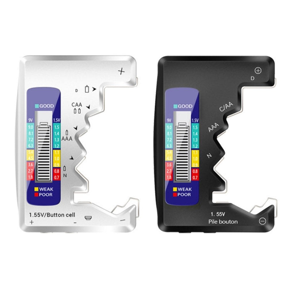 ANENG 1.5V/9V Battery Power Voltage Detector, Silver, Black