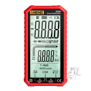 ANENG 620A Full Screen Smart Digital Multimeter, Black, Red