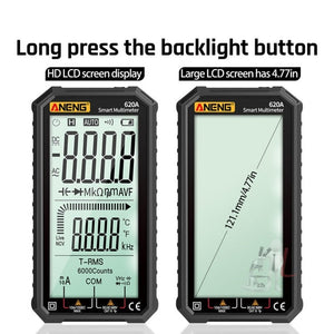 ANENG 620A Full Screen Smart Digital Multimeter, Black, Red