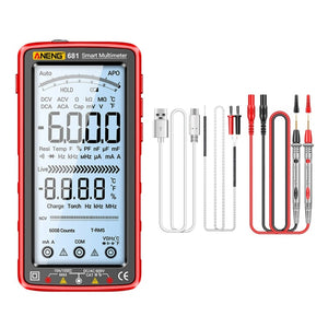 ANENG 681 LCD Digital Display Screen Smart Automatic Range Rechargeable Multimeter, 681 Red, 681 Black laboratorydeal