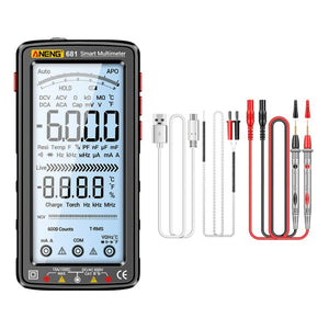 ANENG 681 LCD Digital Display Screen Smart Automatic Range Rechargeable Multimeter, 681 Red, 681 Black laboratorydeal
