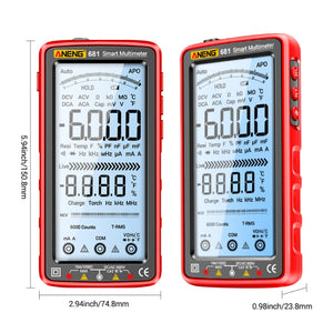 ANENG 681 LCD Digital Display Screen Smart Automatic Range Rechargeable Multimeter, 681 Red, 681 Black laboratorydeal