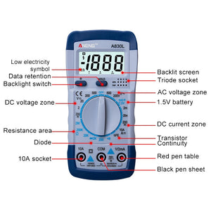 ANENG A830L Handheld Multimeter Household Electrical Instrument (Yellow Grey), OG8759A, OG8759B, OG8759C, OG8759D, OG8759E, OG8759F laboratorydeal