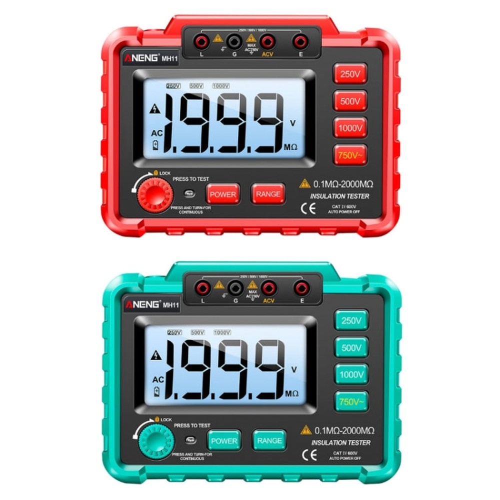 ANENG MH11 High Voltage Digital Insulation Resistance Voltage Tester, Red, Green