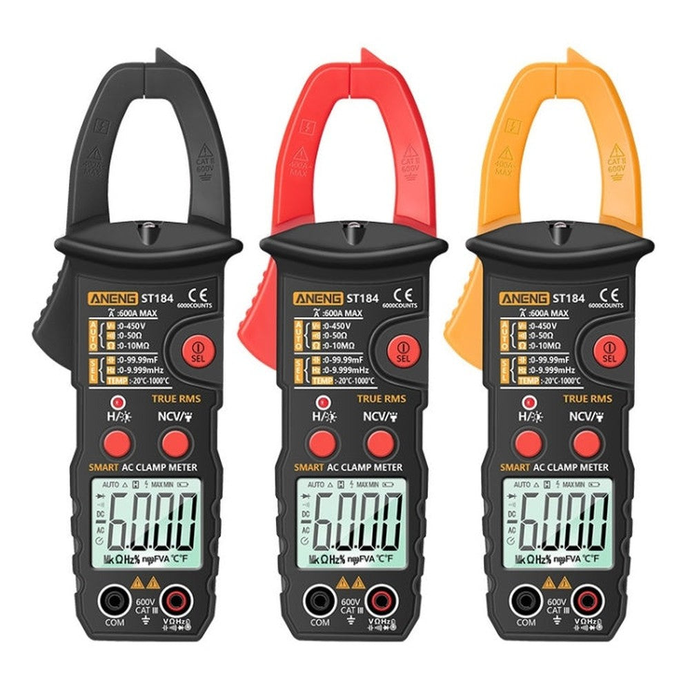 ANENG ST180 Digital Display Clamp AC & DC Intelligent Voltage Multimeter, Red, Black, Yellow