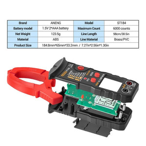 ANENG ST184 Automatically Identify Clamp-On Smart Digital Multimeter, Red, Black, Yellow