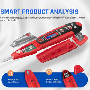 ANENG VD700 2pcs Sound and Light Alarm Non - contact Digital Display Sensor Multi - function Test Pen, Digital Display Pen (Yellow Green), Digital Display Pen (Black Yellow), Digital Display Pen (Black Red) - laboratorydeal