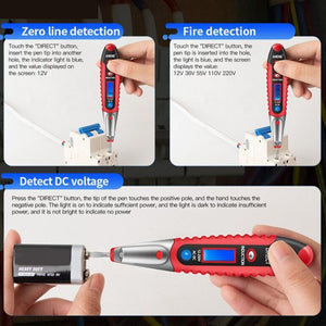 ANENG VD700 2pcs Sound and Light Alarm Non - contact Digital Display Sensor Multi - function Test Pen, Digital Display Pen (Yellow Green), Digital Display Pen (Black Yellow), Digital Display Pen (Black Red) - laboratorydeal