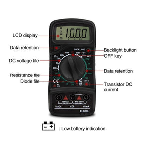ANENG XL830L Multi-Function Digital Display High-Precision Digital Multimeter, Bubble Bag Packing, Standard+10A Extra Tip Pen laboratorydeal