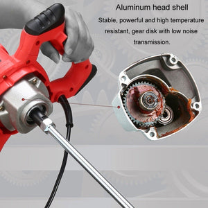 AOTUO 220V High Power Industrial Grade Electrical Mixer Handheld Concrete Paint Mixer, EU Plug Red, EU Plug Blue - laboratorydeal
