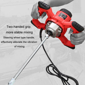 AOTUO 220V High Power Industrial Grade Electrical Mixer Handheld Concrete Paint Mixer, EU Plug Red, EU Plug Blue - laboratorydeal