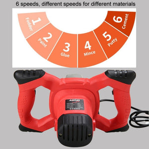 AOTUO 220V High Power Industrial Grade Electrical Mixer Handheld Concrete Paint Mixer, EU Plug Red, EU Plug Blue - laboratorydeal