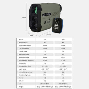 ARBULL LS-1000 Golf Rangefinder Outdoor Altimeter Goniometer Telescope, LS-1000
