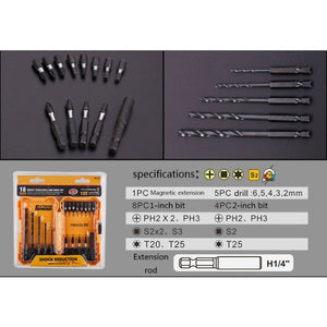 Alloy Drill Bit Impact Bit Set Decoration Electrician Tools, 18 In 1, 42 In 1 - laboratorydeal