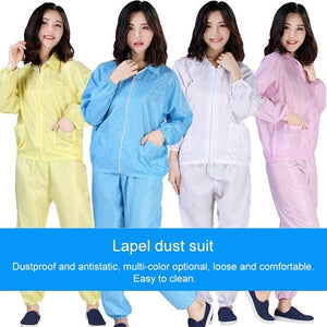 Anti Static Split Lapel Dustless Clothing Food Protection Stripe Clean Clothes, S, M, L, XL, XXL, XXXL - laboratorydeal