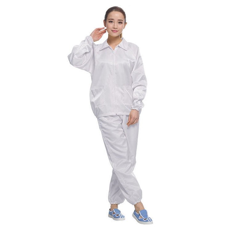 Anti Static Split Lapel Dustless Clothing Food Protection Stripe Clean Clothes, S, M, L, XL, XXL, XXXL - laboratorydeal