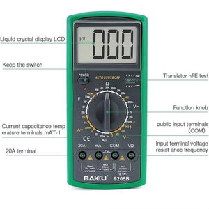BAKU BK-9205B Measuring Capacitance Current Large Screen Display All-round Burn-proof Digital Multimeter