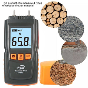 BENETECH GM605 Digital Wood Moisture Meter Humidity Tester Timber Damp Detector, GM605