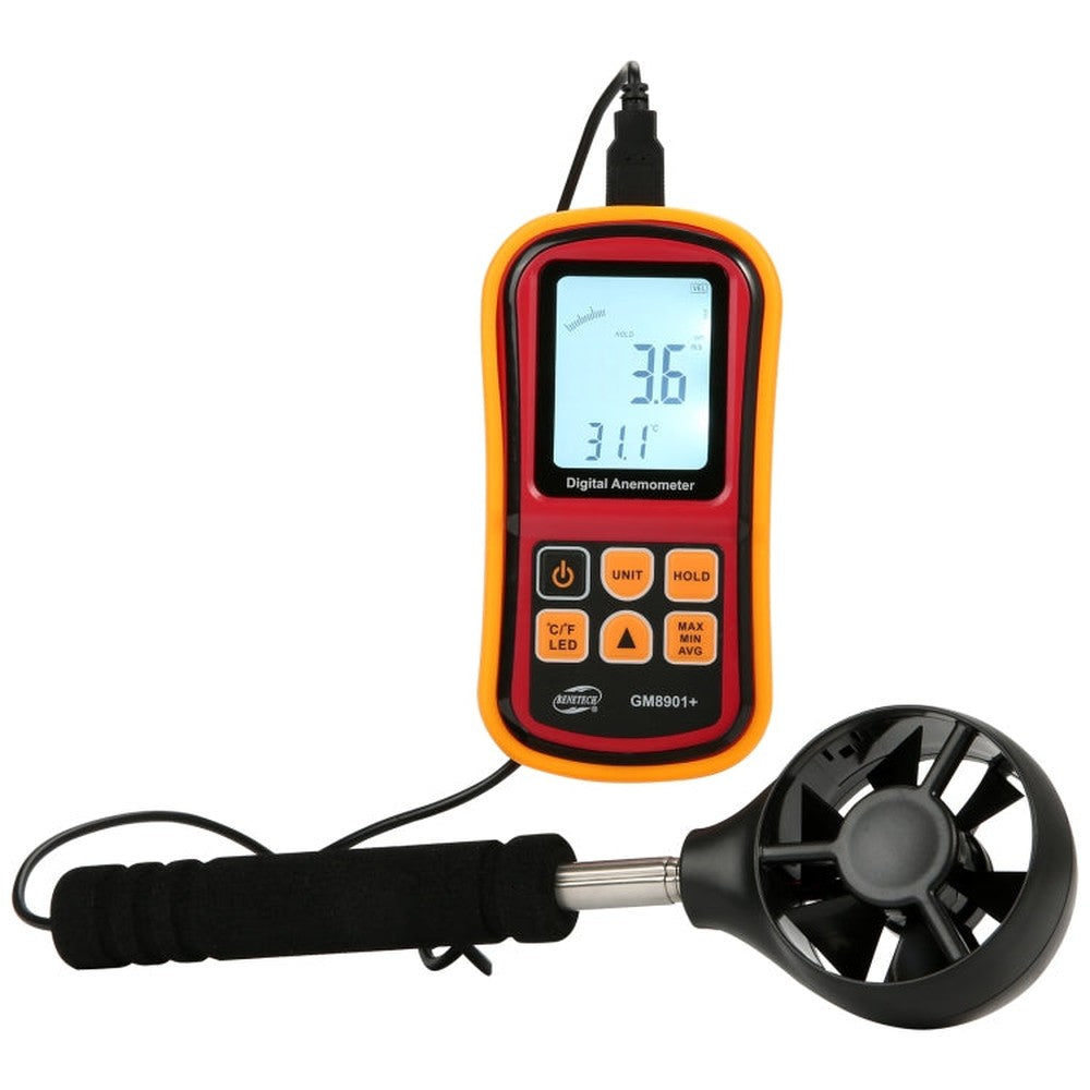 BENETECH GM8901+ High Accuracy Anemometer Wind Speed Gauge Temperature Measure Digital LCD Display Meter Measuring Tool, GM8901+
