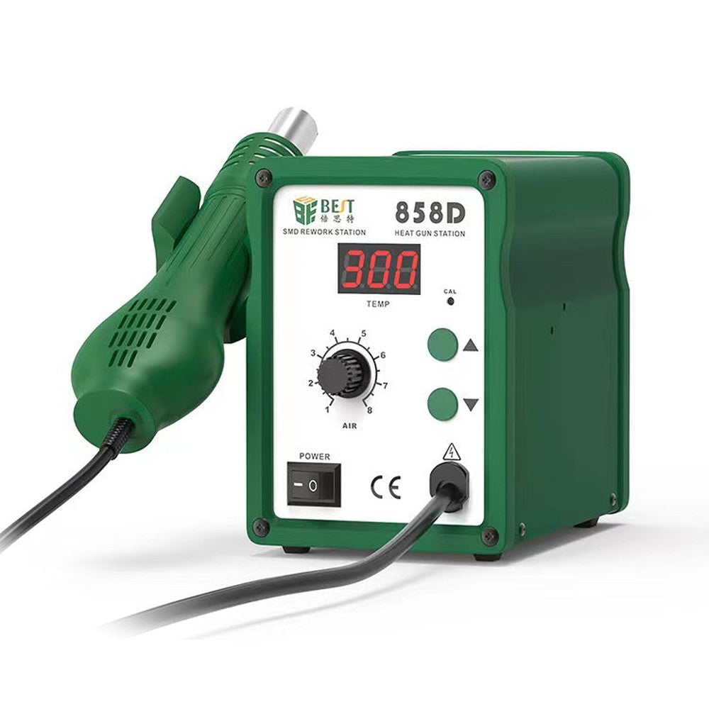 BEST BST-858D+ AC 220V 50Hz 650W LED Displayer Adjustable Temperature Unleaded Hot Air Gun with Helical Wind, BST-858D+ EU Plug, BST-858D+ US Plug