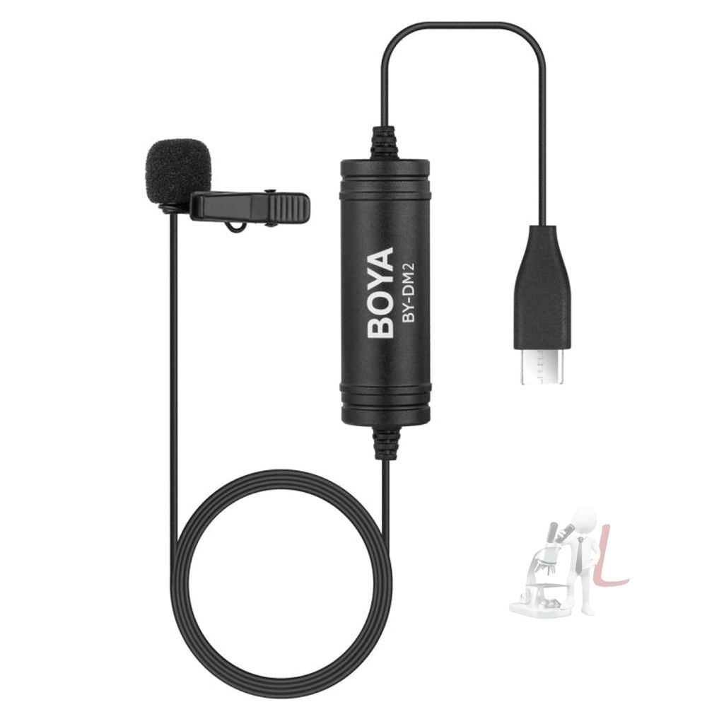 BOYA BY - DM2 USB - C / Type - C Broadcast Lavalier Condenser Microphone with Windscreen for Android Phones / Tablets, BY - DM2 - laboratorydeal