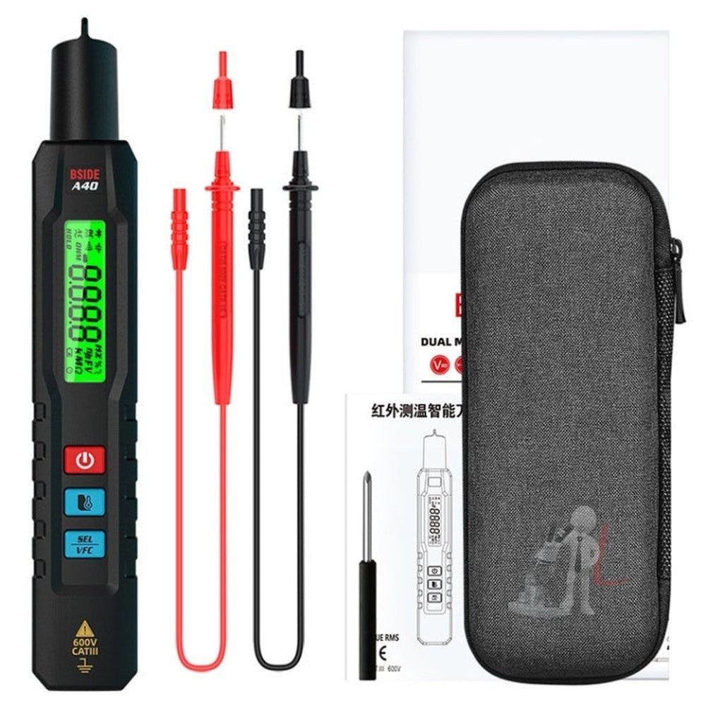 BSIDE A40 Infrared Thermometer Electric Pen Type Intelligent Multimeter VFC Inverter Voltage Tester, A40