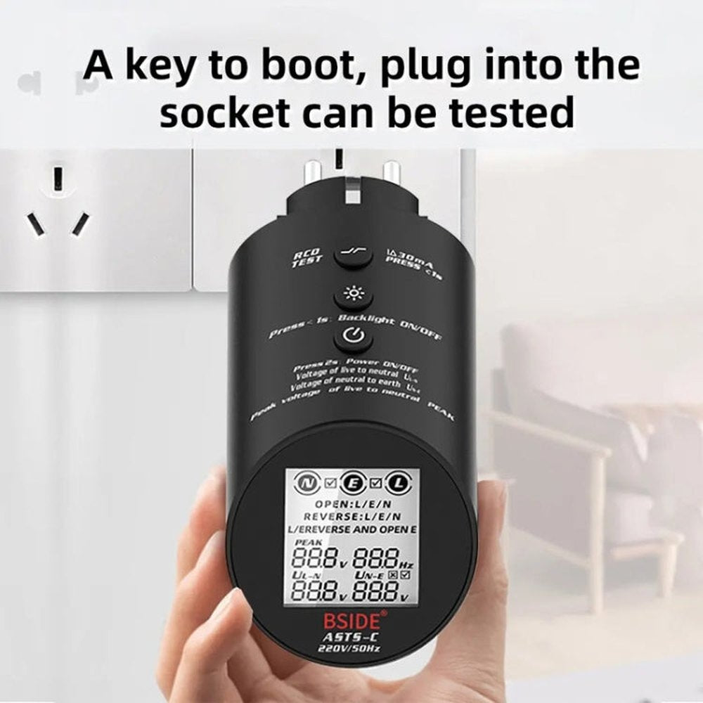 BSIDE ASTS Circuit Analyzer Plug Power Tester, US Plug, EU Plug, UK Plug