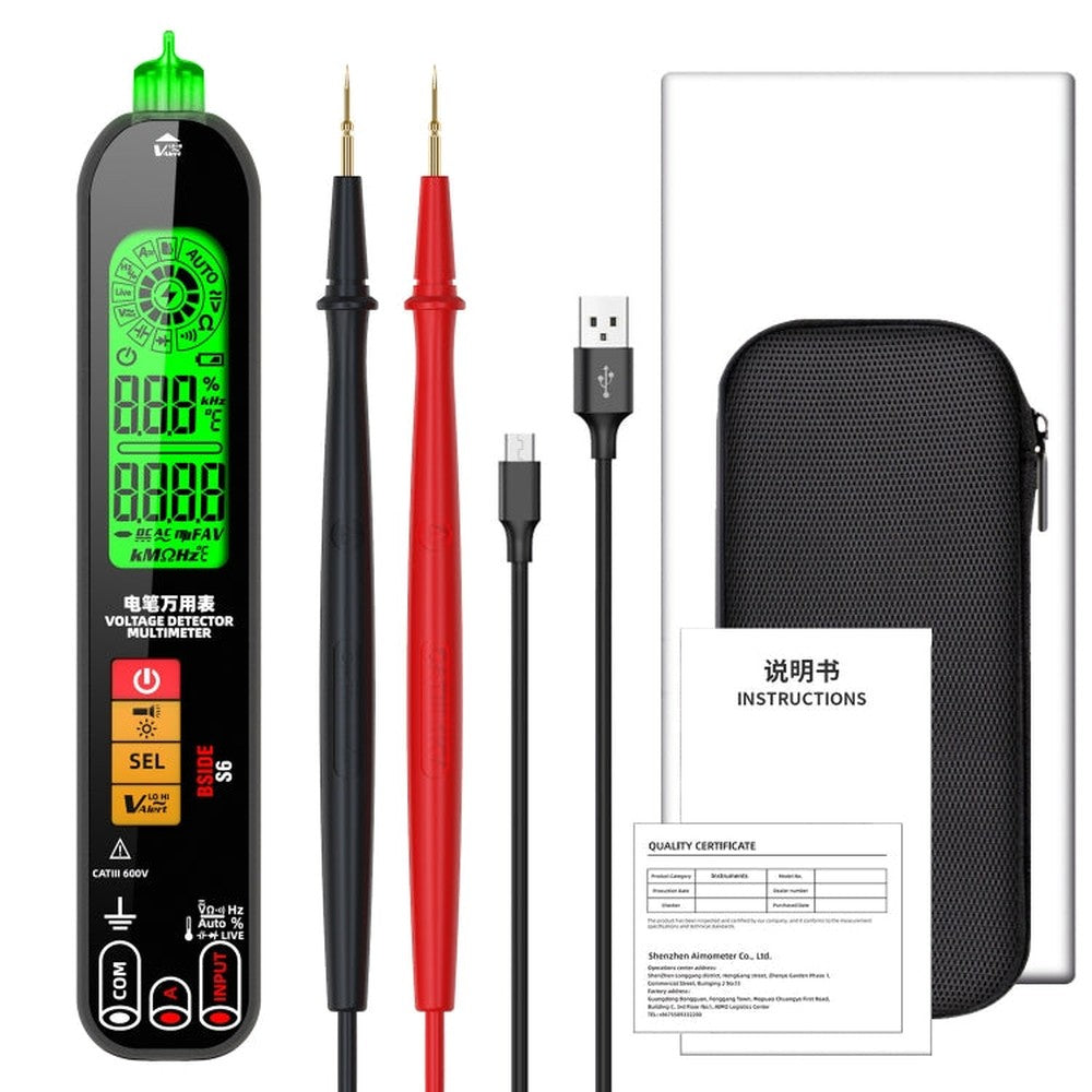 BSIDE S6 Smart Digital Multimeter Current Test Pen Capacitance Temperature Voltage Detector, S6