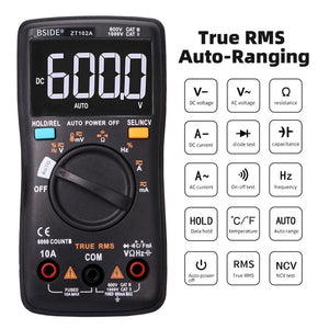 BSIDE ZT102A LCD Display 6000 Words AUTO Intelligent Gear Automatic Range Digital Multimeter, ZT102A