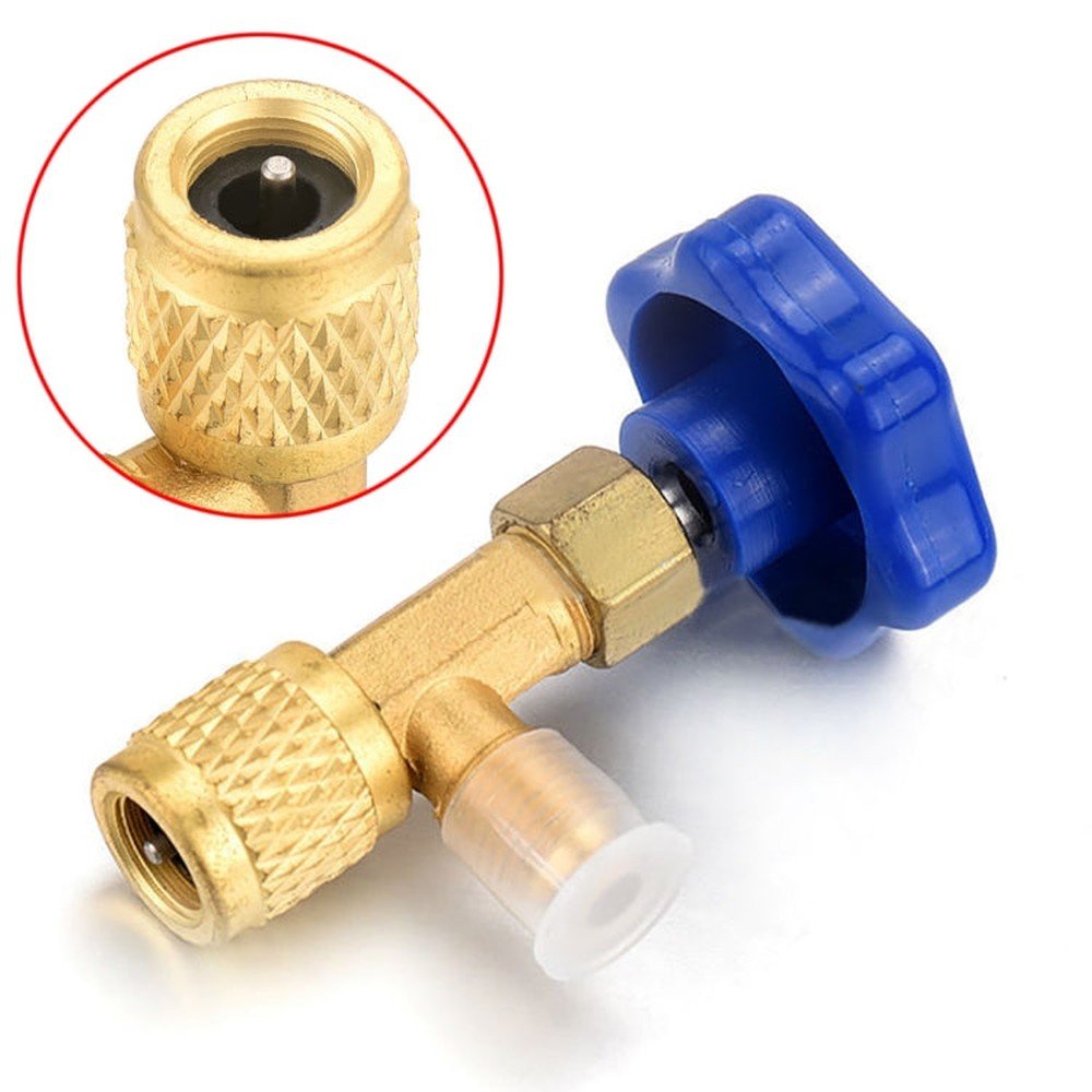 Blue Metal Valve Bottle Opener 1/4 SAE Connector Dispensing Refrigerant Valve Bottle Openers for R22 R134a R410A, Blue Metal Valve Bottle - laboratorydeal
