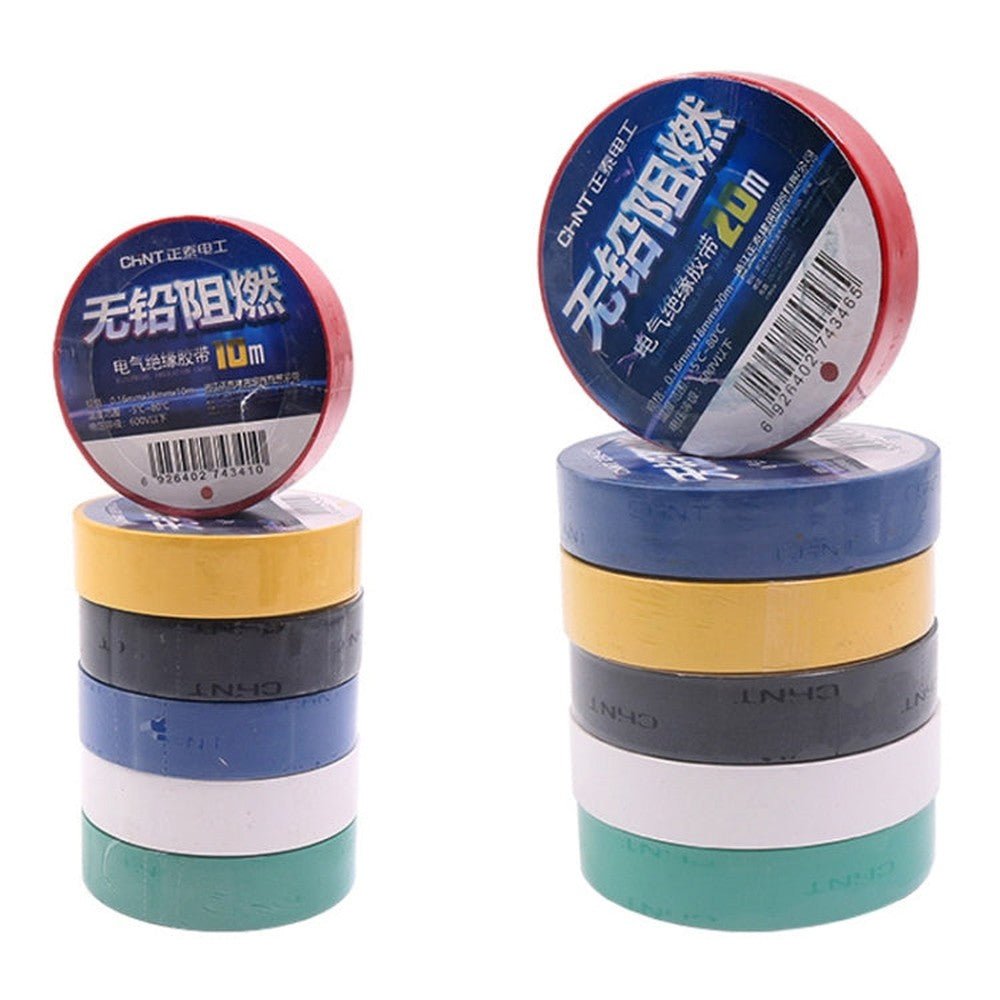 CHINT Electrical Tape Waterproof PVC Wire Insulation Tapes, 10m Blue, 10m Black, 10m White, 20m Blue, 20m Black, 20m White - laboratorydeal