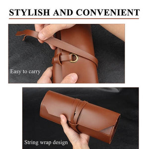 CL97 Multi - Function Toolkit Bundled Leather Tool Bag Double Thickened Two - Purpose Wrench Bag, Black, Brown - laboratorydeal