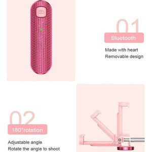 CYKE N - MY Integrated Tripod Bluetooth Live Selfie Stick, Black, Pink - laboratorydeal