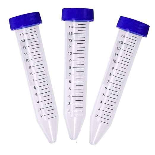 15ml Graduated Centrifuge Tube With Conical Bottom 100 Pcs made in India, research grade for school, collage and Research