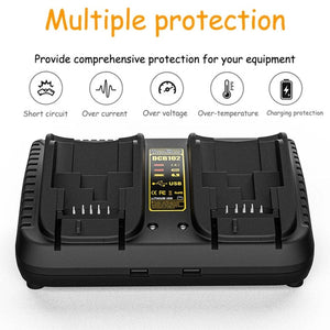 DCB102 For DeWalt 10.8V - 20V Lithium Battery Dual Charger, US, EU, UK, AU - laboratorydeal