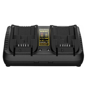 DCB102 For DeWalt 10.8V - 20V Lithium Battery Dual Charger, US, EU, UK, AU - laboratorydeal