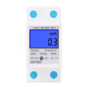 DDS528L Backlight Display Home Single-phase Rail Energy Meter 5-32A, 230V 50Hz Backlight Display, 110V 60Hz Backlight Display laboratorydeal