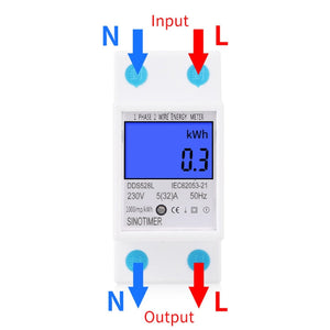 DDS528L Backlight Display Home Single-phase Rail Energy Meter 5-32A, 230V 50Hz Backlight Display, 110V 60Hz Backlight Display laboratorydeal