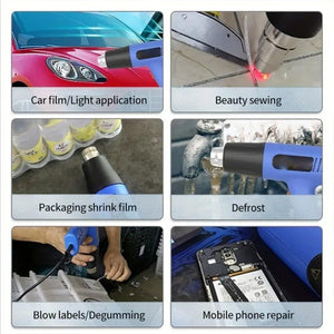 DINGGUAGUA 1800W Industrial Heavy Duty Professional Adjustable Temperature Heat Air Gun Tool, 50 to 650 Degrees EU Plug - laboratorydeal