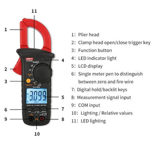 Digital Clamp Multimeter AC/DC Voltage Detector Frequency Resistance Tester, UT200A+ 400A, UT200B+ 600A