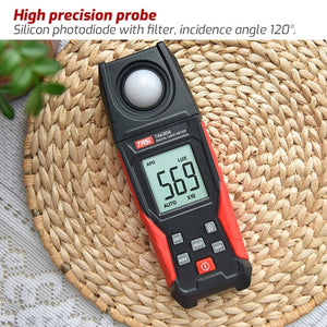 Digital Light Meter Illuminance Lux Meter Backlight LCD Display 0.1-200000LUX/0.01-20000FC Light Sensor Tester, TA630A