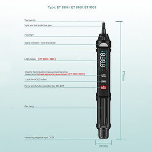 Digital Multimeter Voltage Test Pen Capacitance Meter Diode NVC Tester, WinAPEX ET8906, WinAPEX ET8908, WinAPEX ET8909