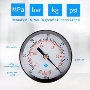 Double Scale Vacuum Mini Shockproof Pressure Gauge, Pressure Gauge - laboratorydeal