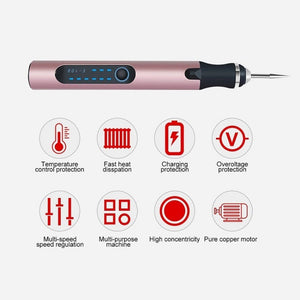 E108 59pcs/set Wireless Portable USB Rechargeable Mini Electric Drill Pen, Silver, Rose Gold - laboratorydeal