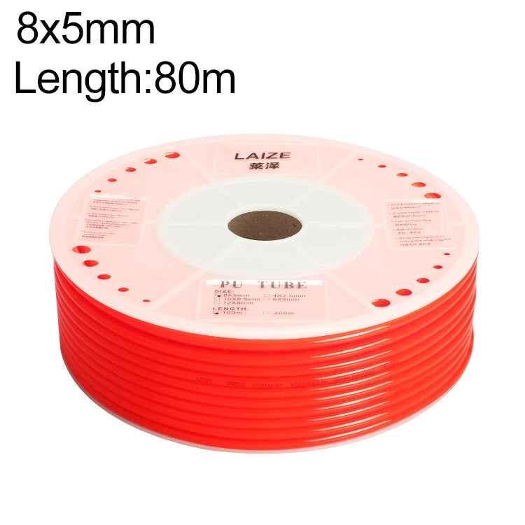 LAIZE Pneumatic Compressor Air Flexible PU Tube, 8x5mm, 80m, 8x5mm, 88m, 8x5mm, 100m, 10x6.5mm, 80m, 10x6.5mm, 88m, 10x6.5mm, 100m