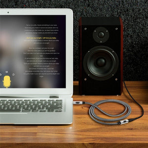 EMK 3.5mm Male to Female Gold - plated Plug Cotton Braided Audio Cable for Speaker / Notebooks / Headphone, Length: 0.5m - laboratorydeal