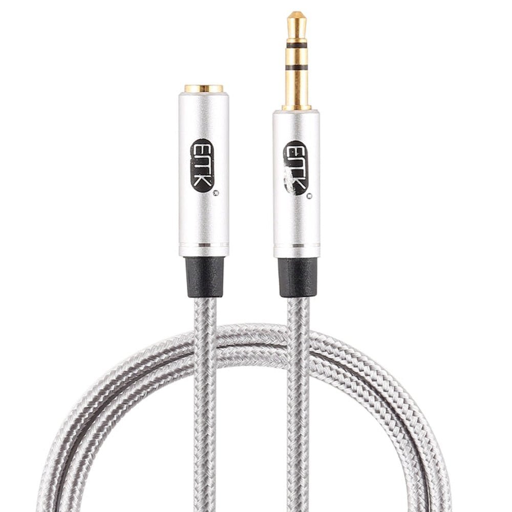 EMK 3.5mm Male to Female Gold - plated Plug Cotton Braided Audio Cable for Speaker / Notebooks / Headphone, Length: 0.5m - laboratorydeal