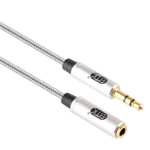 EMK 3.5mm Male to Female Gold - plated Plug Cotton Braided Audio Cable for Speaker / Notebooks / Headphone, Length: 0.5m - laboratorydeal