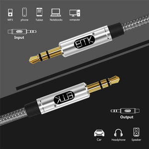 EMK 3.5mm Male to Male Gold - plated Plug Cotton Braided Audio Cable for Speaker / Notebooks / Headphone, Length: 1m, EMK - laboratorydeal